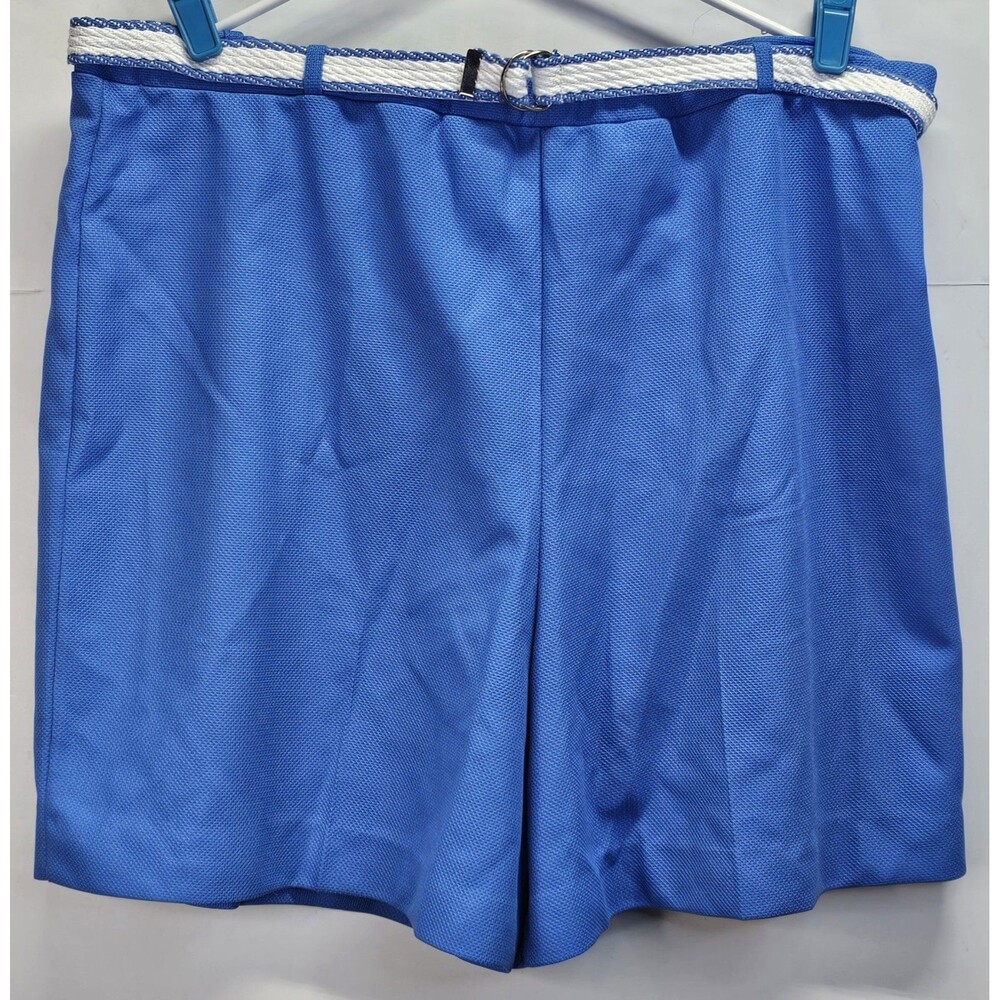 NWT Lady Devon 70s 80s Blue 100% Polyester Short with Belt Vintage Sz 36